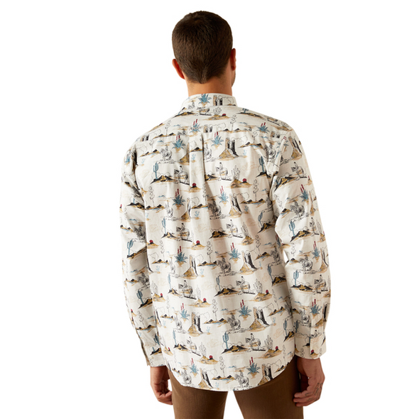 ARIAT GUNDER CLASSIC OFF WHITE PRINT - MENS SHIRT  - 10054644