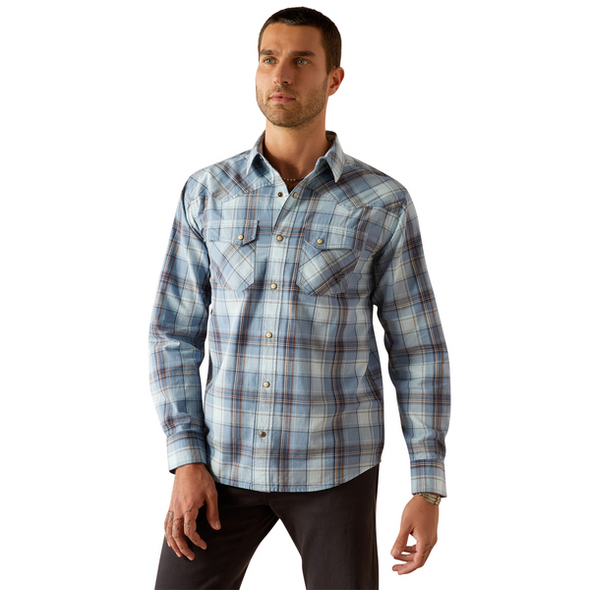 ARIAT HUNTER LIGHT BLUE RETRO PLAID - MENS SHIRT  - 10054713