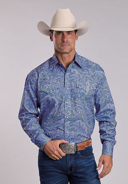 STETSON MEADOW PAISLEY BLUE PRINT - MENS SHIRT  - 11-001-0425-4027 BU