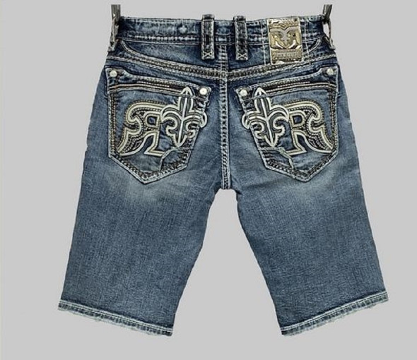 ROCK REVIVAL ZAYN H202 MID WASH SHORTS - MEN SHORTS   - RP5785H202