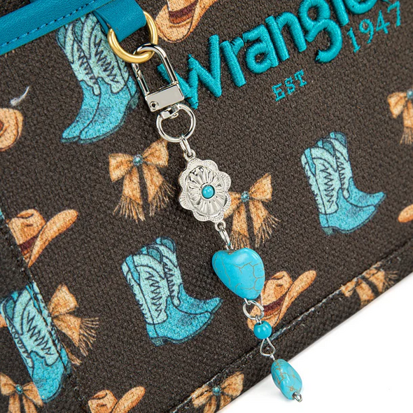 WRANGLER RODEO ICONS CANVAS TOTE COFFEE - LADIES PURSES  - WG524-8120SCF