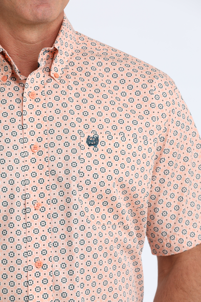 CINCH CORAL GEOMETRIC PRINT - MENS SHIRT  - MTW1111526