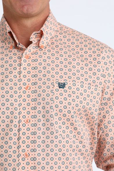 CINCH CORAL GEOMETRIC PRINT - MENS SHIRT  - MTW1106105