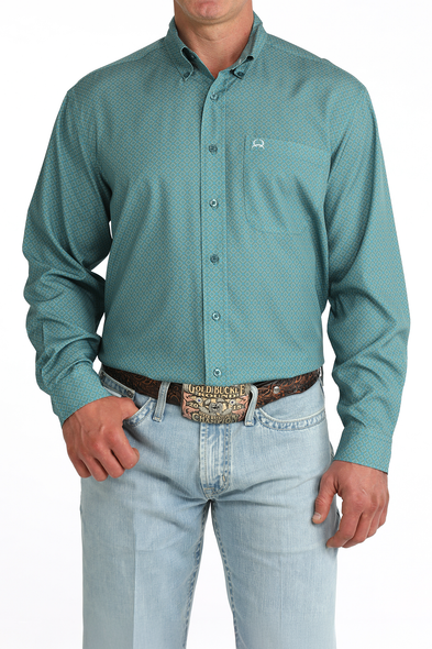 CINCH ARENAFLEX  TEAL GEO PRINT - MENS SHIRT  - MTW1724004