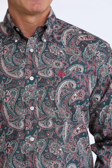 CINCH TEAL PAISLEY PRINT - MENS SHIRT  - MTW1106101