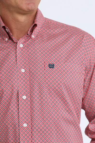 CINCH PINK GEOMETRIC PRINT - MENS SHIRT  - MTW1106100
