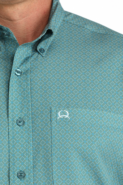 CINCH TEAL ARENAFLEX GEO PRINT - MENS SHIRT  - MTW1725005