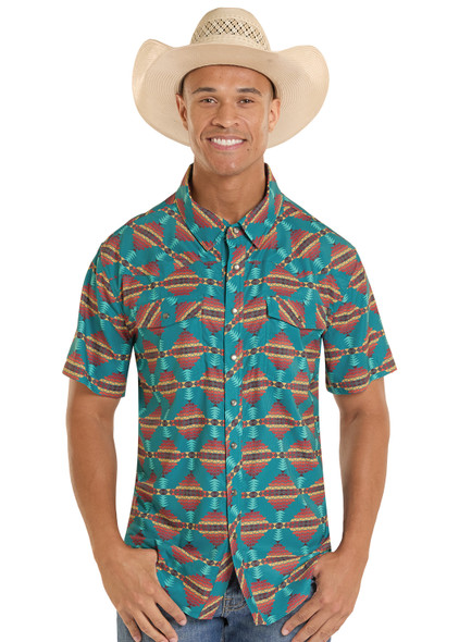 ROCK & ROLL TEK RIPSTOP AZTEC PRINT - MENS SHIRT  - BMN3S08680