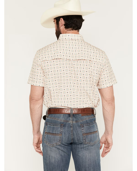 ROCK & ROLL TEK TAN MEDALLION PRINT - MENS SHIRT  - BMN3S08696