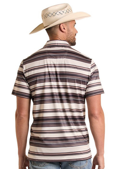 ROCK & ROLL NATURAL BLACK/BROWN STRIPE - MENS POLO  - BM51T08727