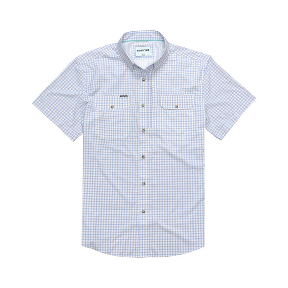 PONCHO  THE CHANNEL CAT BLUE PLAID - MENS SHIRT  - THE CHANNEL CAT