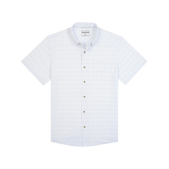 PONCHO  THE BOAT RAG CREAM/BLUE PLAID - MENS SHIRT  - THE BOAT RAG