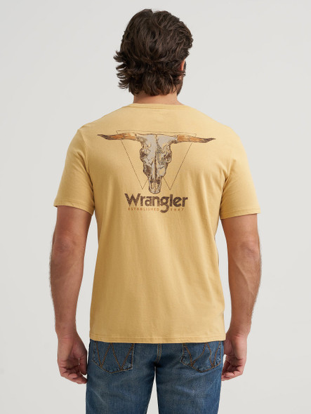 WRANGLER CURRY HEATHER SKULL PRINT - MENS TEE  - 112380268