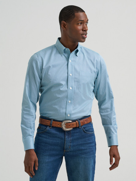 WRANGLER CODY JOHNSON MINT BLUE PRINT - MENS SHIRT  - 112381550