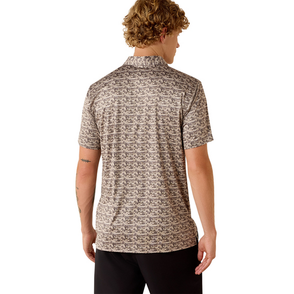 ARIAT OFF WHITE DESERT FITTED PRINT - MENS POLO  - 10071651
