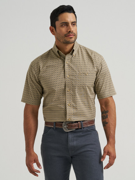 WRANGLER RELAX FIT CLASSIC BROWN PRINT - MENS SHIRT  - 112381626