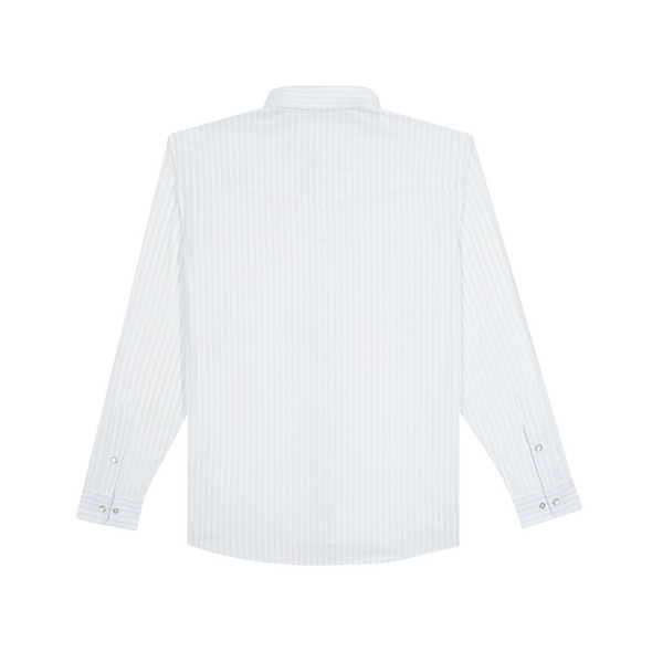 PONCHO  BABY BLUE VERTICAL STRIPE SNAP - MENS SHIRT  - THE 2 STEP BLUE/WHITE STRIPES