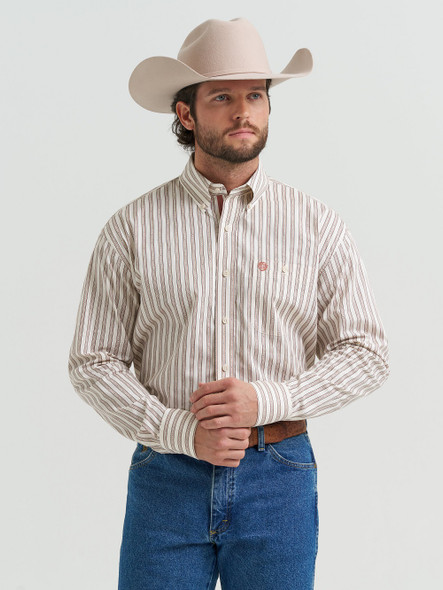 WRANGLER GEORGE STRAIT RUST STRIPES - MENS SHIRT  - 112381952