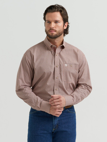 WRANGLER GEORGE STRAIT RUST PRINT - MENS SHIRT  - 112381954