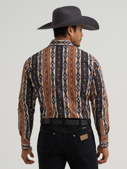WRANGLER CHECOTAH PRINT BROWN - MENS SHIRT  - 112381991