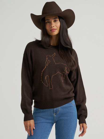 WRANGLER SWEATER HORSE BROWN - LADIES SWEATSHIRT  - 112383026