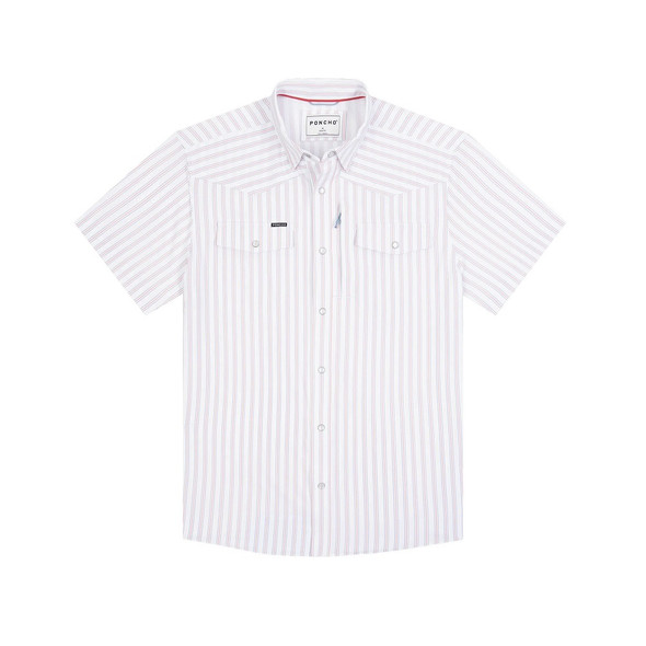 PONCHO  RED/WHITE/BLUE VERTICAL STRIPE - MENS SHIRT  - THE OLD GLORY