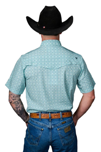 FERREL THE PIERCE BLUE GEO PRINT - MENS SHIRT  - FPS1026112