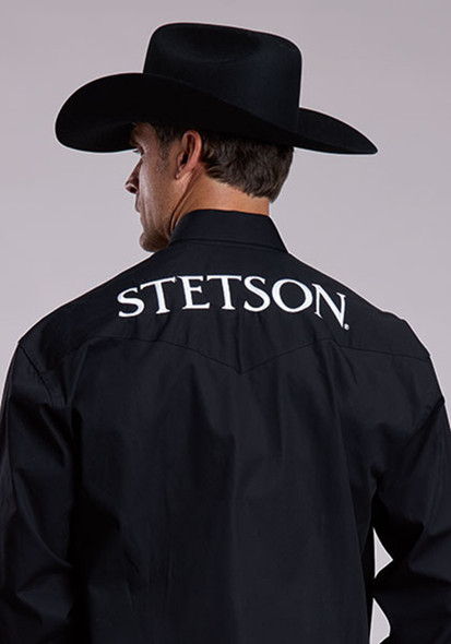 STETSON STETSON SOLID LOGO BLACK - MENS SHIRT  - 11-001-0489-9162BL