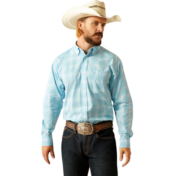 ARIAT PRO GREGORY LIGHT BLUE PLAID - MENS SHIRT  - 10054652