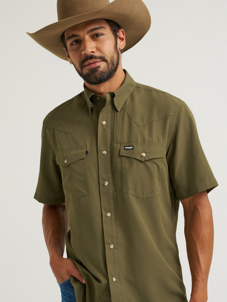 WRANGLER ATG X WESTERN SNAP OLIVE NIGHT - MENS SHIRT  - 112382383