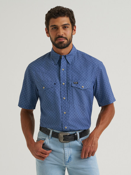 WRANGLER ATG X WESTERN INDIGO LATTICE - MENS SHIRT  - 112382437