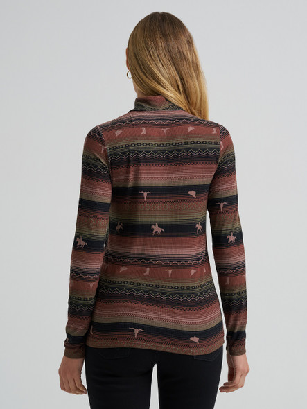 WRANGLER PUNCHY MOCK NECK BROWN - LADIES SHIRT  - 112382649