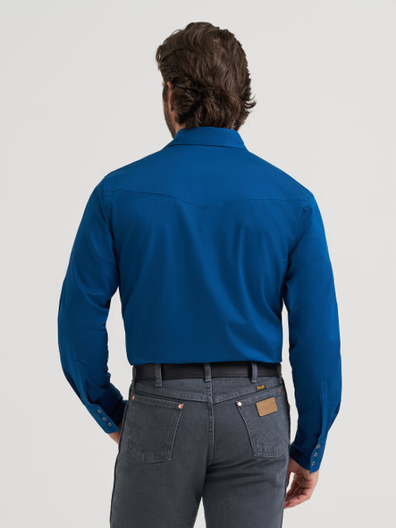 WRANGLER BROADCLOTH SOLID BLUE SNAP - MENS SHIRT  - 112382004