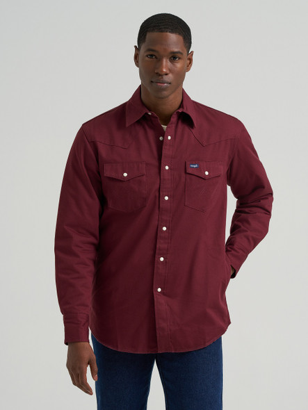 WRANGLER MULBERRY WINE FLANNEL LINED - MENS SHIRT  - 112381691