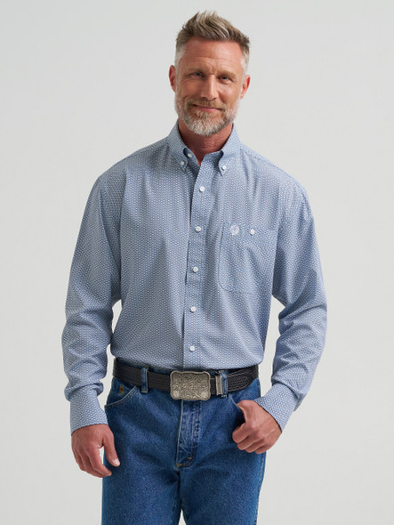 WRANGLER GEORGE STRAIGHT BLUE PRINT - MENS SHIRT  - 112381964