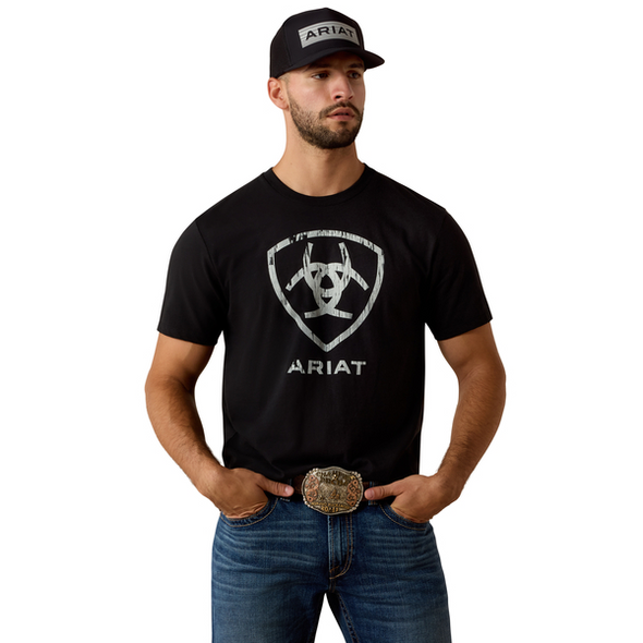 ARIAT BARN SHIELD BLACK - MENS TEE  - 10061461