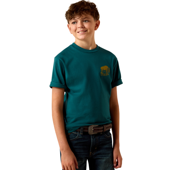 ARIAT BISON WANDER TEAL - KIDS BOYS TEE - 10073453