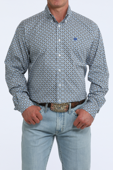 CINCH LIGHT BLUE GEOMETRIC PRINT - MENS SHIRT  - MTW1106123