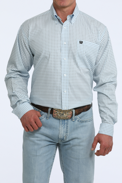CINCH LIGHT BLUE DIAMOND PRINT - MENS SHIRT  - MTW1106124