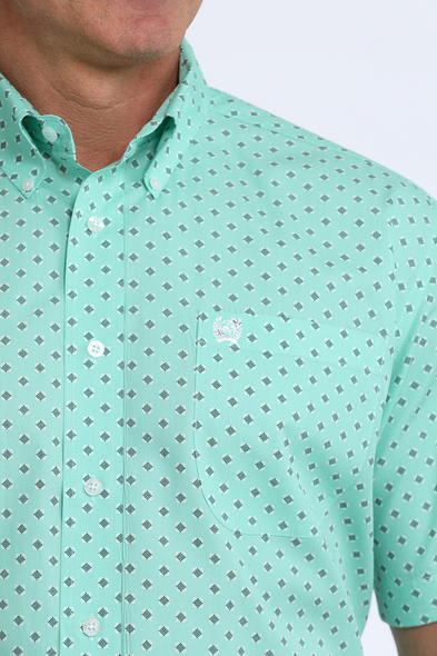 CINCH TURQUOISE DIAMOND PRINT - MENS SHIRT  - MTW1111529