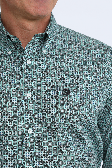 CINCH GREEN LS PRINT - MENS SHIRT  - MTW1106112