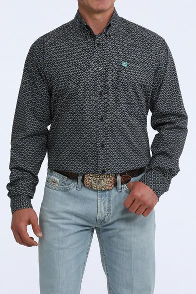 CINCH BLACK LS PRINT - MENS SHIRT  - MTW1106118