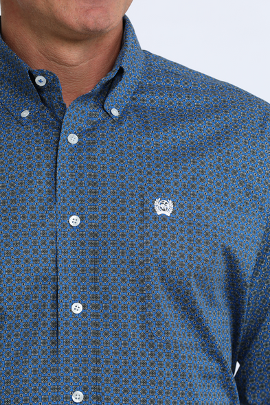 CINCH ROYAL BLUE GEOMETRIC PRINT - MENS SHIRT  - MTW1106120
