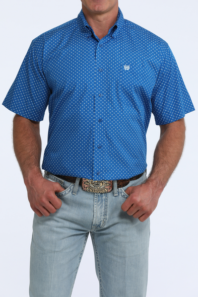 CINCH ROYAL BLUE GEO PRINT - MENS SHIRT  - MTW1111532