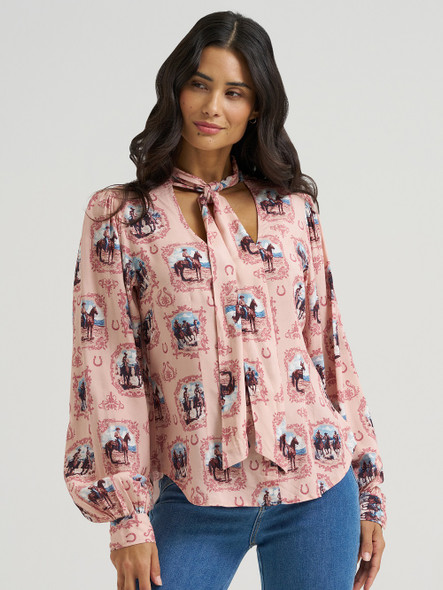 WRANGLER CAMEO AMERICANA TIE PINK - LADIES SHIRT  - 112382520