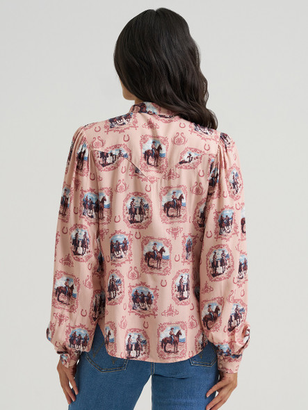 WRANGLER CAMEO AMERICANA TIE PINK - LADIES SHIRT  - 112382520