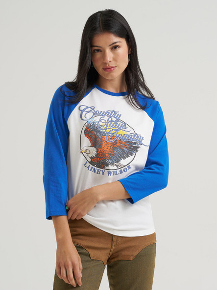 WRANGLER LAINEY WILSON BASEBALL T-SHIRT - LADIES TEE  - 112382834