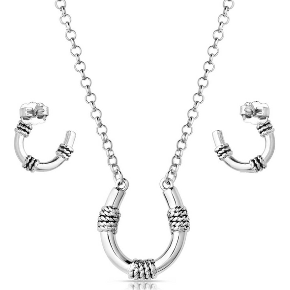 MONTANA SILVERSMITHS ROPED HORSESHOE SET - ACCESSORIES JEWELRY SET - JS6038