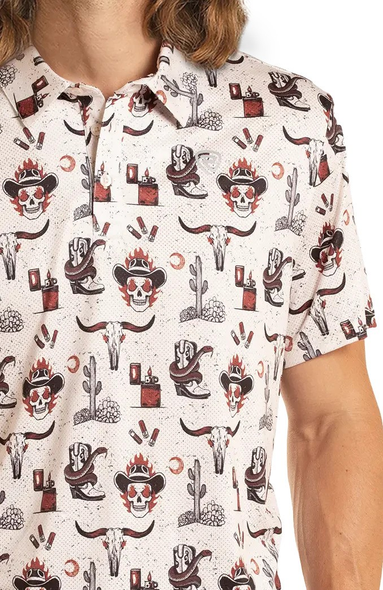 ROCK & ROLL DALE BRISBY WESTERN SKULL - MENS POLO  - BM51T08734