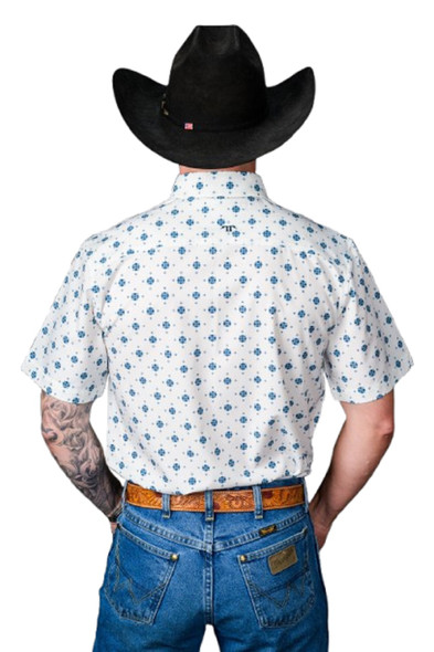 FERREL THE BEAU WHITE/BLUE PRINT - MENS SHIRT  - FBS1026109